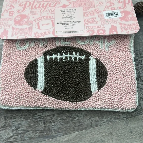 Pink Beaded Football Coin Purse Wandering Moon Handmade in India NWT - Picture 6 of 6